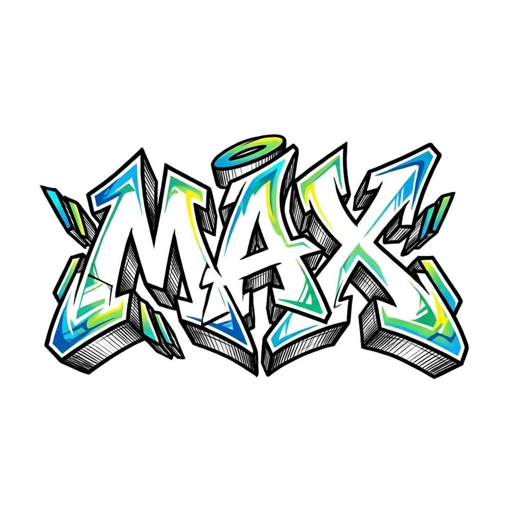 Тату эскиз: Имя «MAX» граффити — пример шрифта