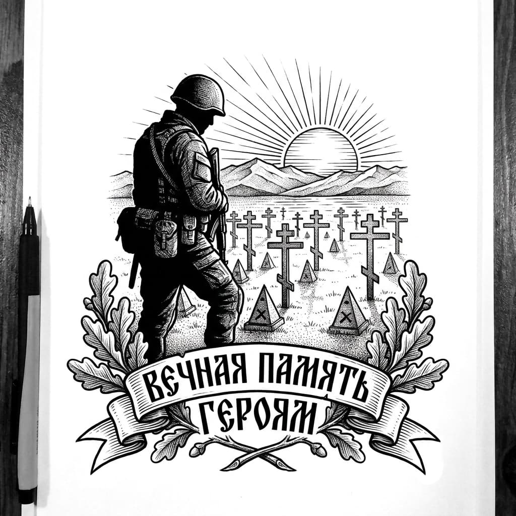 Тату СВО на ноге — эскиз Реализм