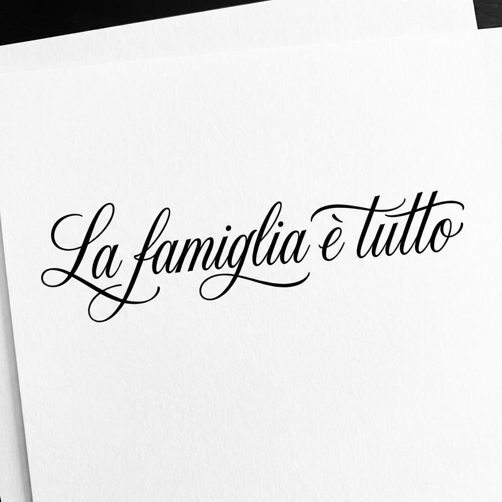 Тату эскиз: «La famiglia è tutto» итальянский — семья — это всё