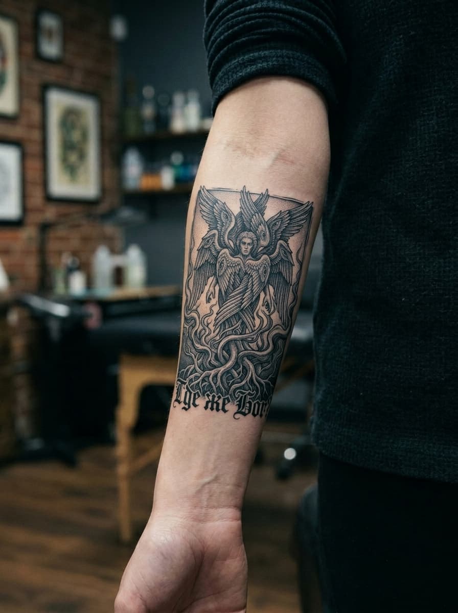 Тату эскиз: Tryon: forearm