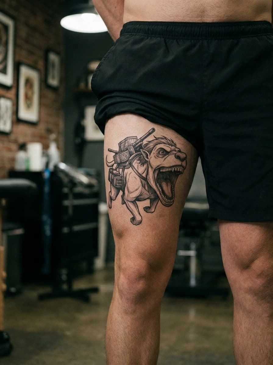 Тату эскиз: Tryon: thigh