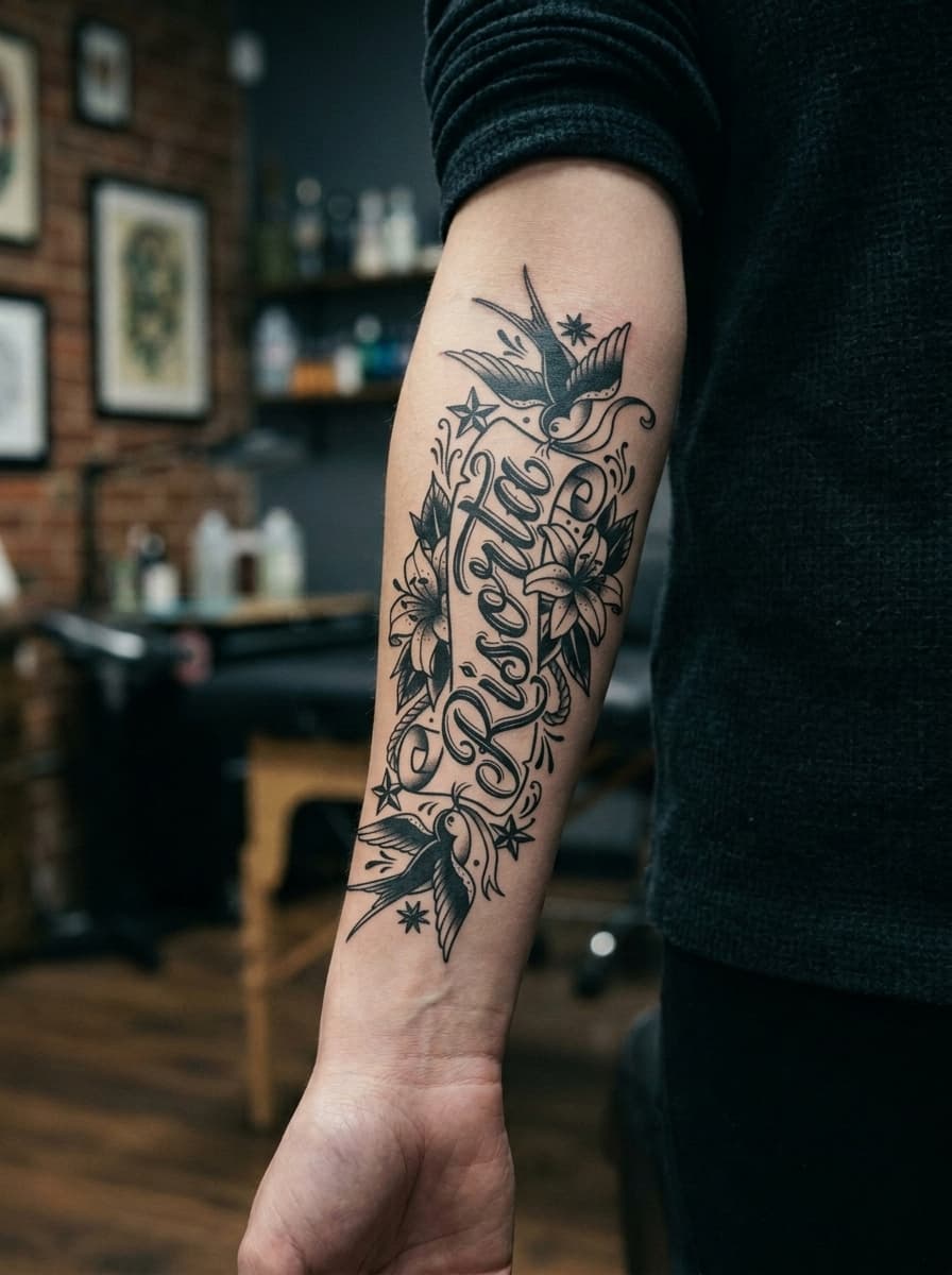 Тату эскиз: Tryon: forearm