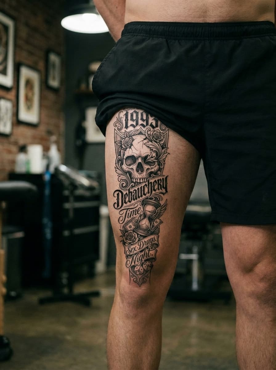 Тату эскиз: Tryon: thigh