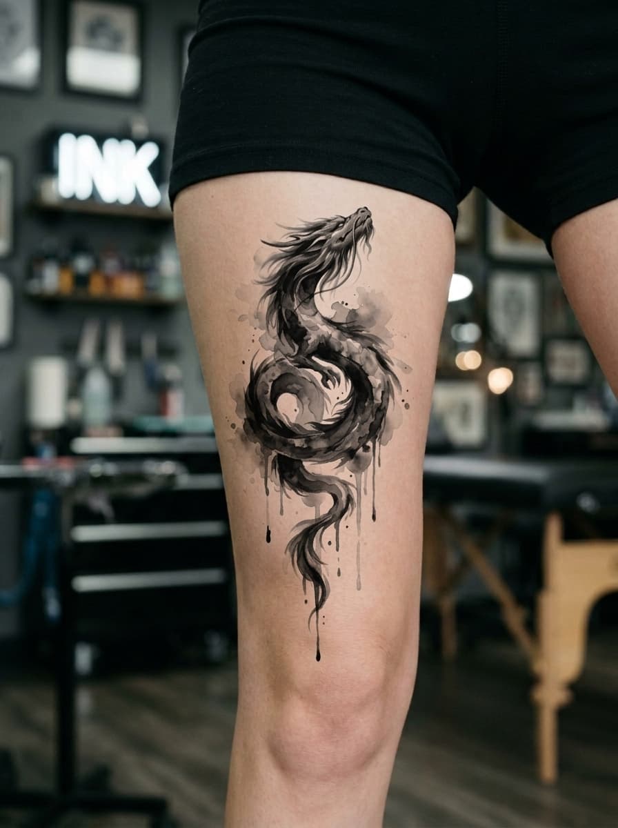 Тату эскиз: Tryon: thigh