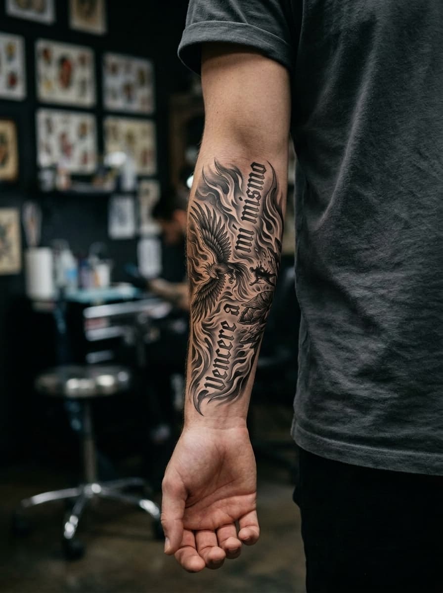 Тату эскиз: Tryon: forearm