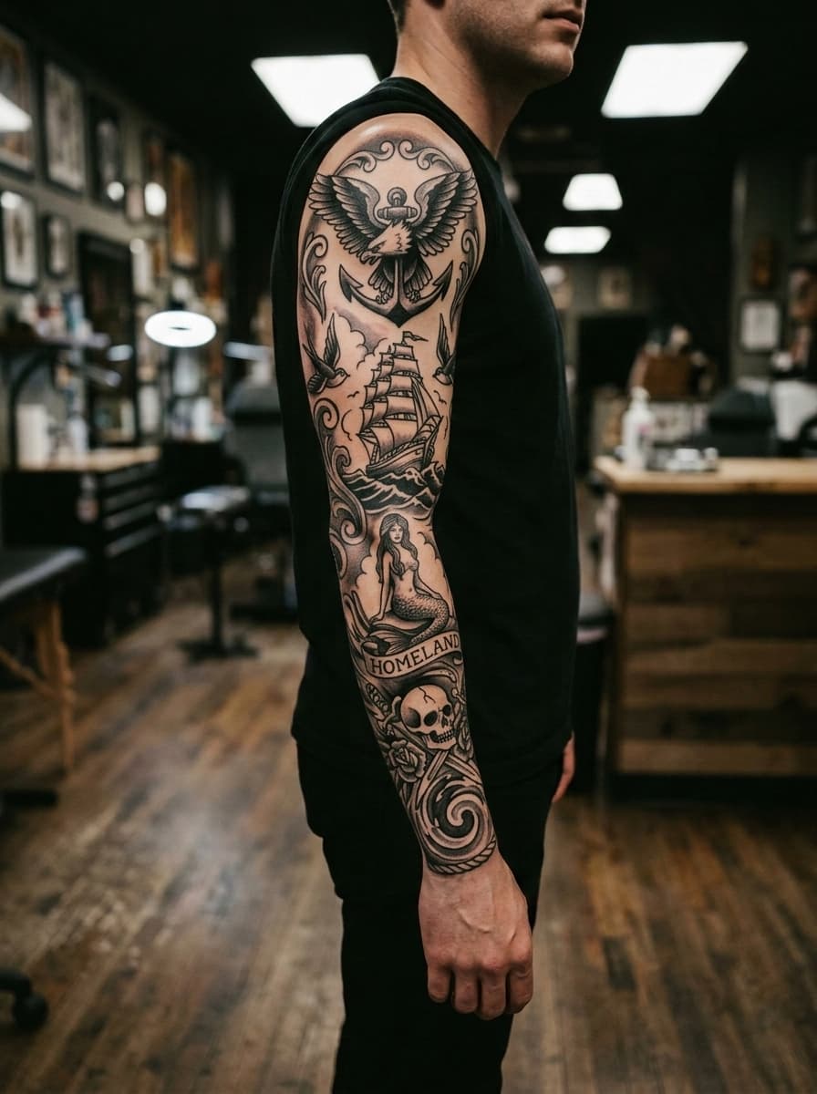 Тату эскиз: Tryon: sleeve