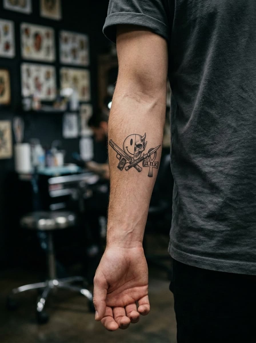 Тату эскиз: Tryon: forearm