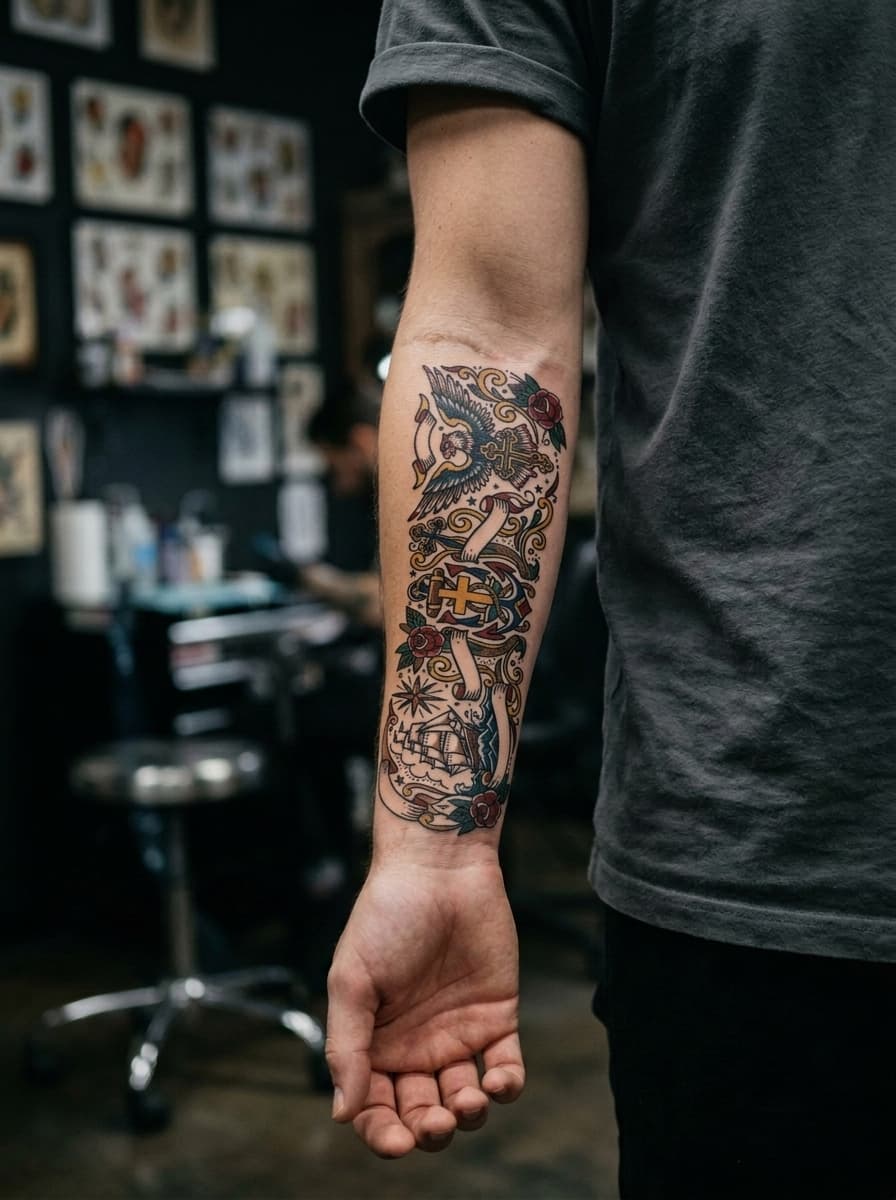 Тату эскиз: Tryon: forearm