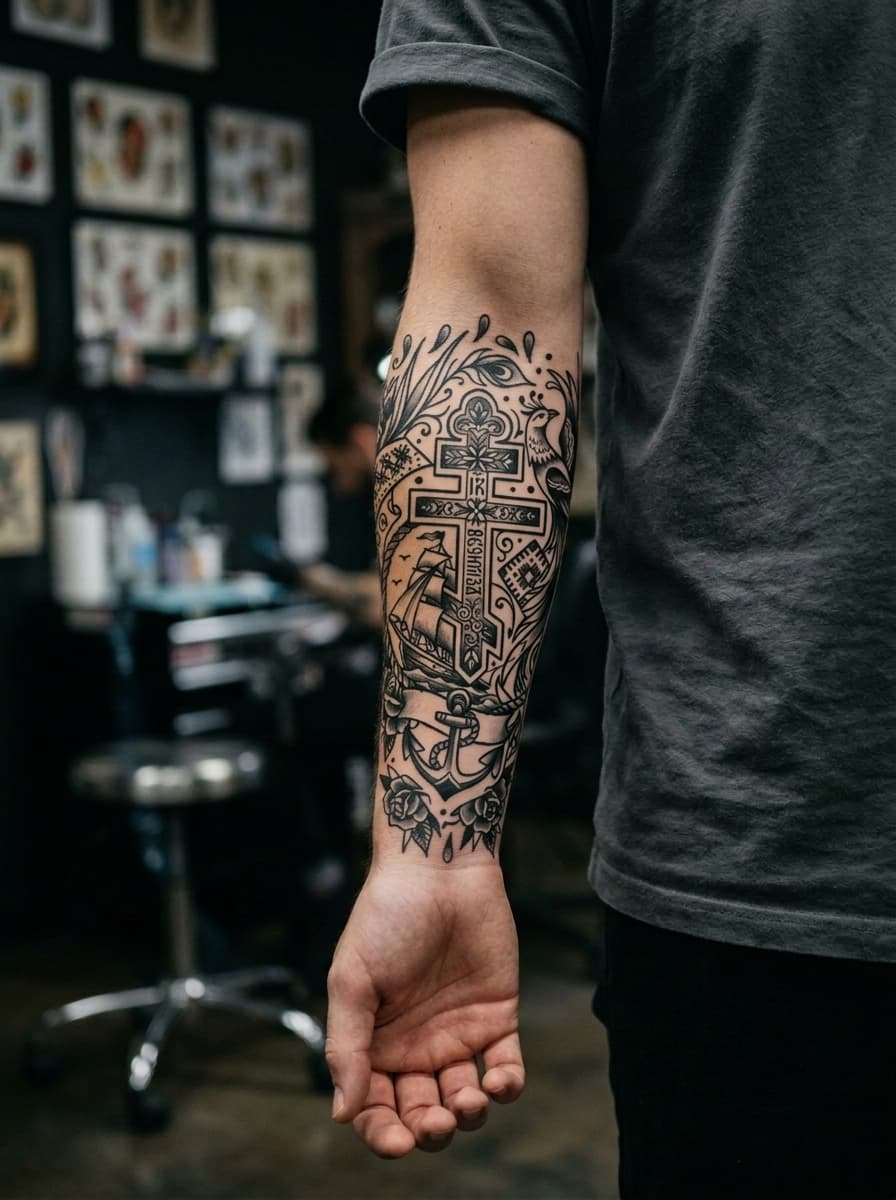 Тату эскиз: Tryon: forearm