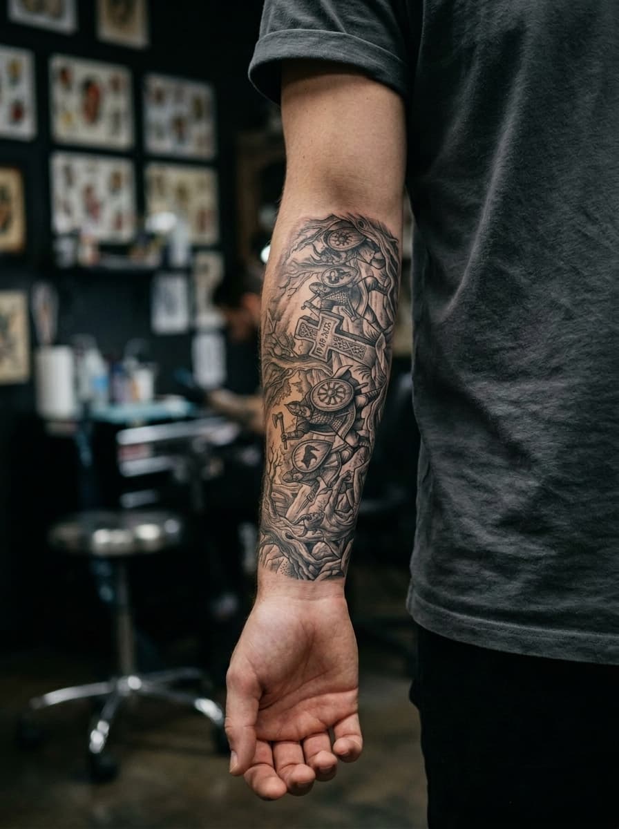 Тату эскиз: Tryon: forearm