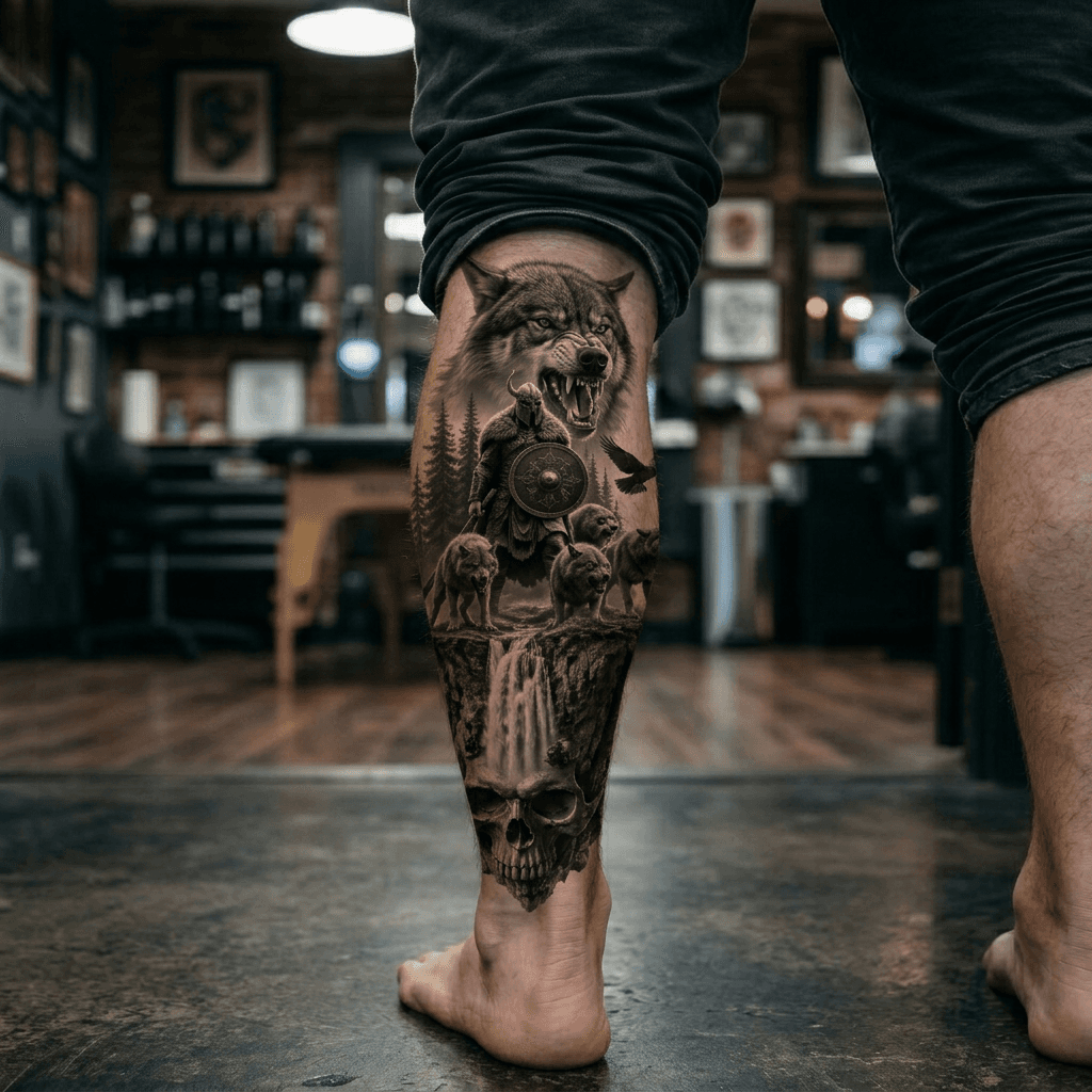 Тату эскиз: Tryon: shin