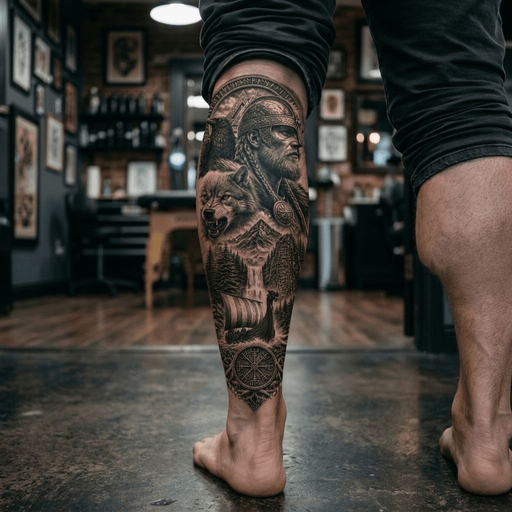 Тату эскиз: Tryon: shin