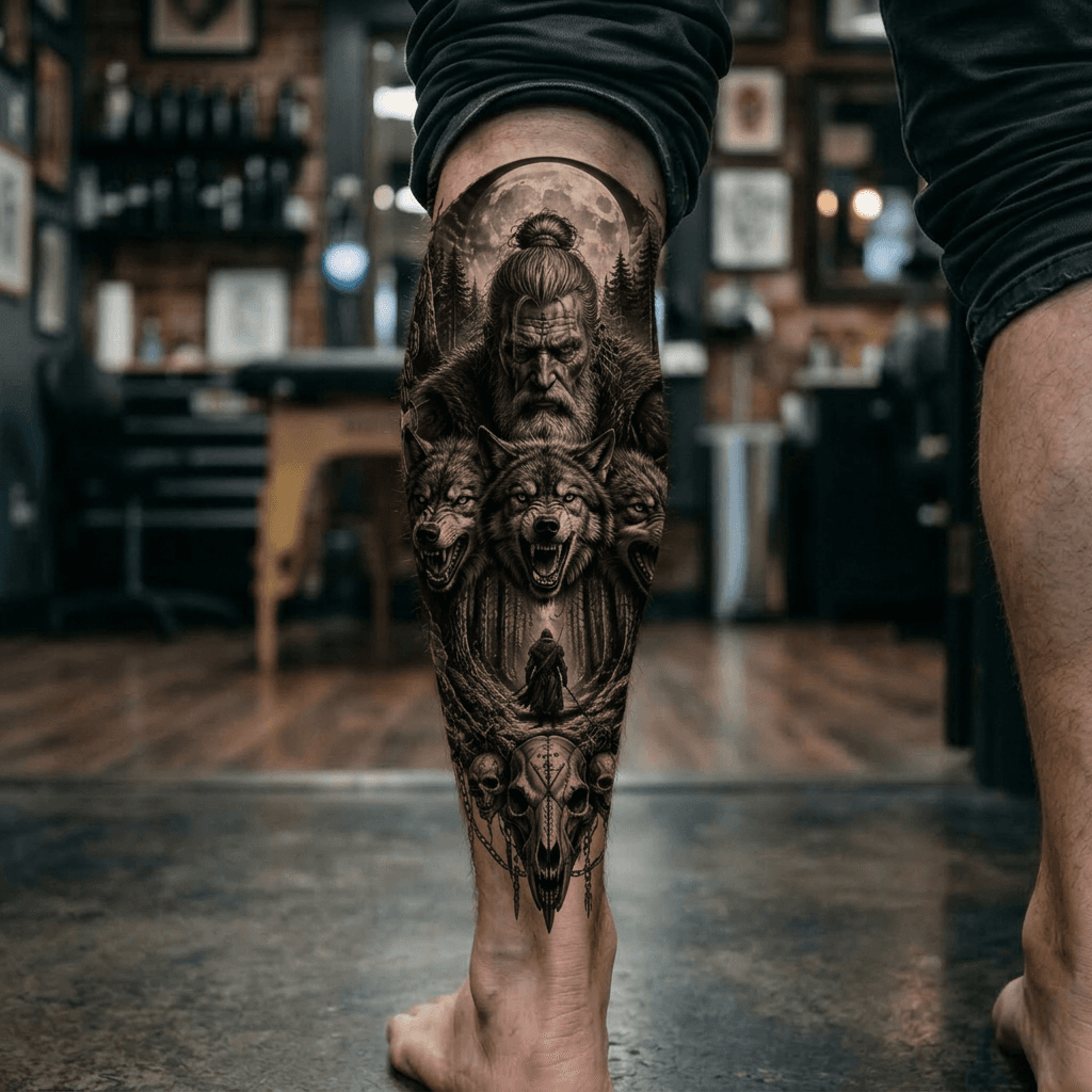 Тату эскиз: Tryon: shin
