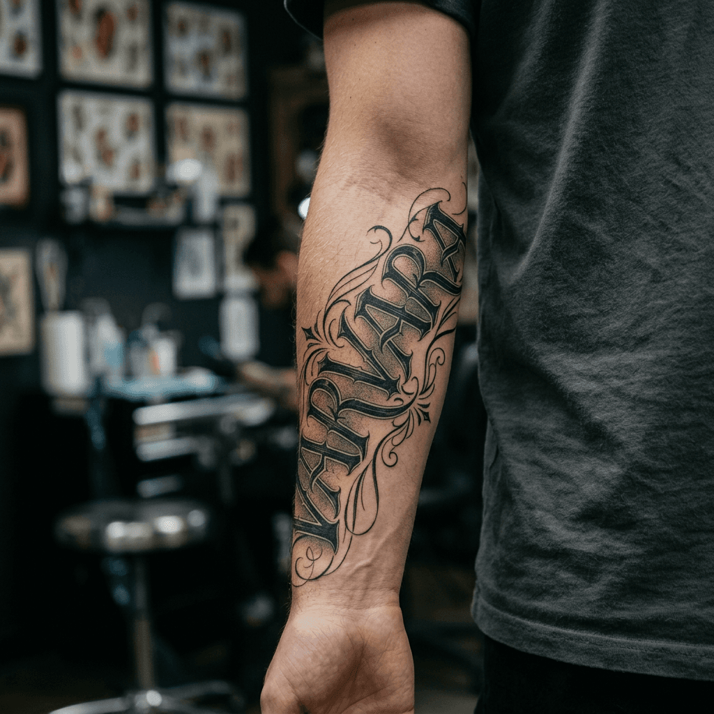 Тату эскиз: Tryon: forearm