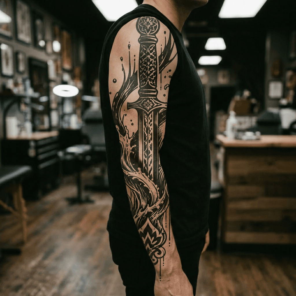 Тату эскиз: Tryon: sleeve