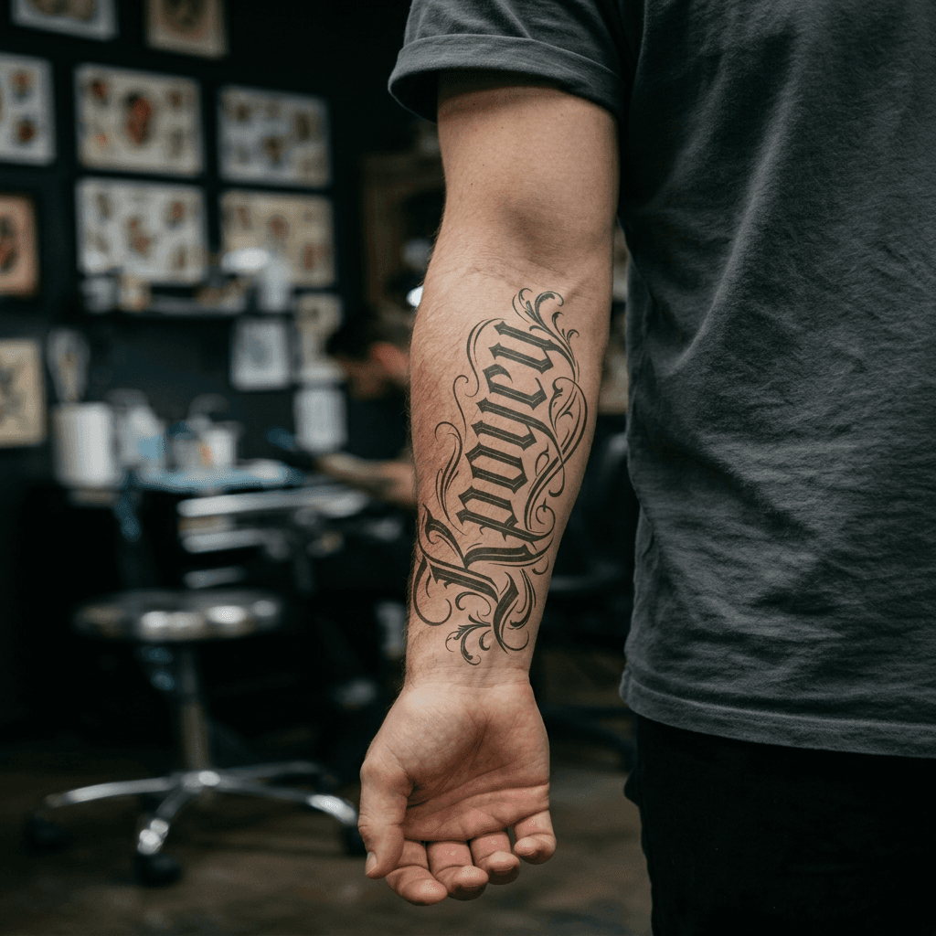 Тату эскиз: Tryon: forearm