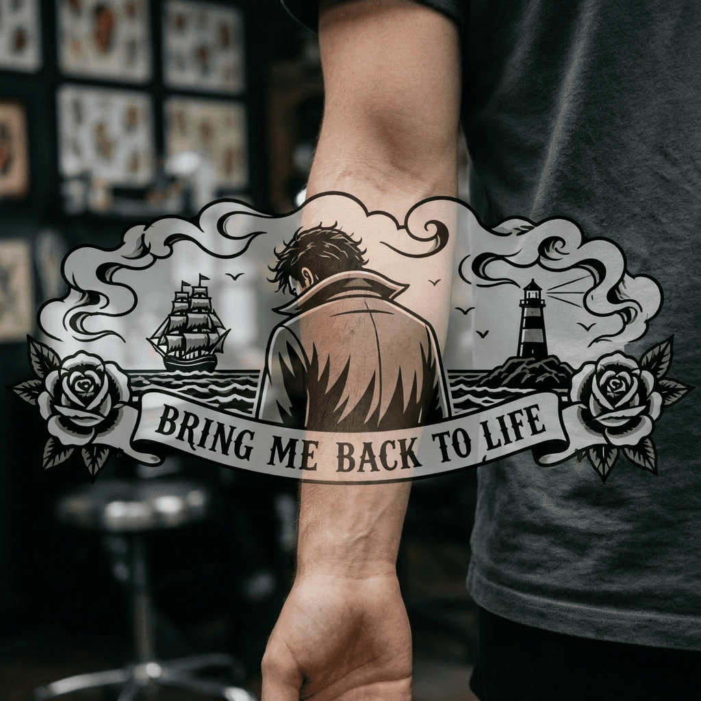 Тату эскиз: Tryon: forearm