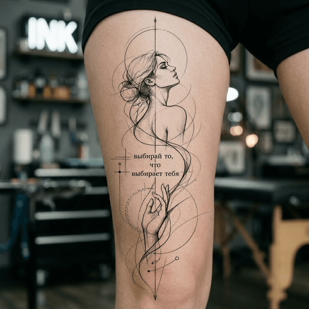 Тату эскиз: Tryon: thigh