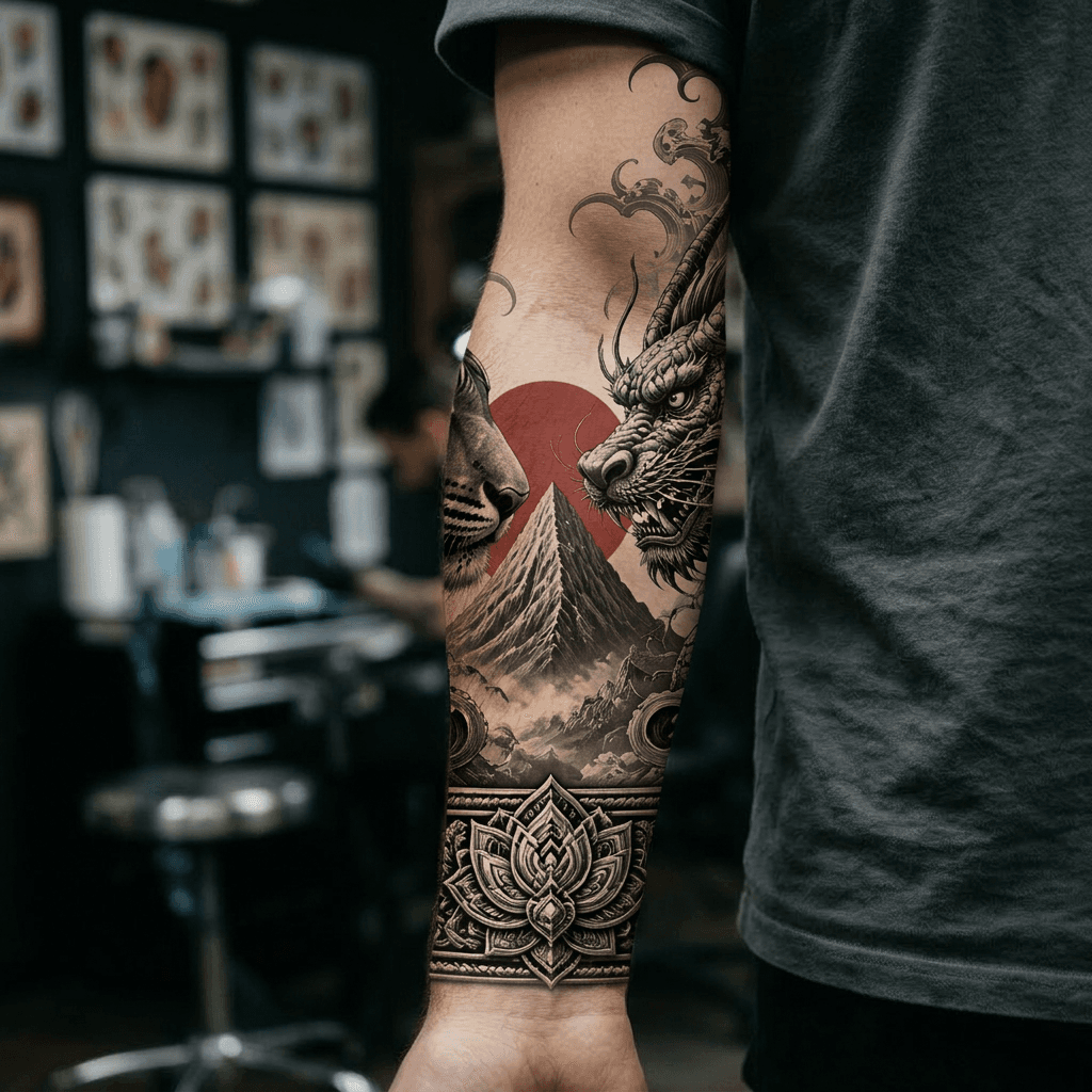 Тату эскиз: Tryon: forearm