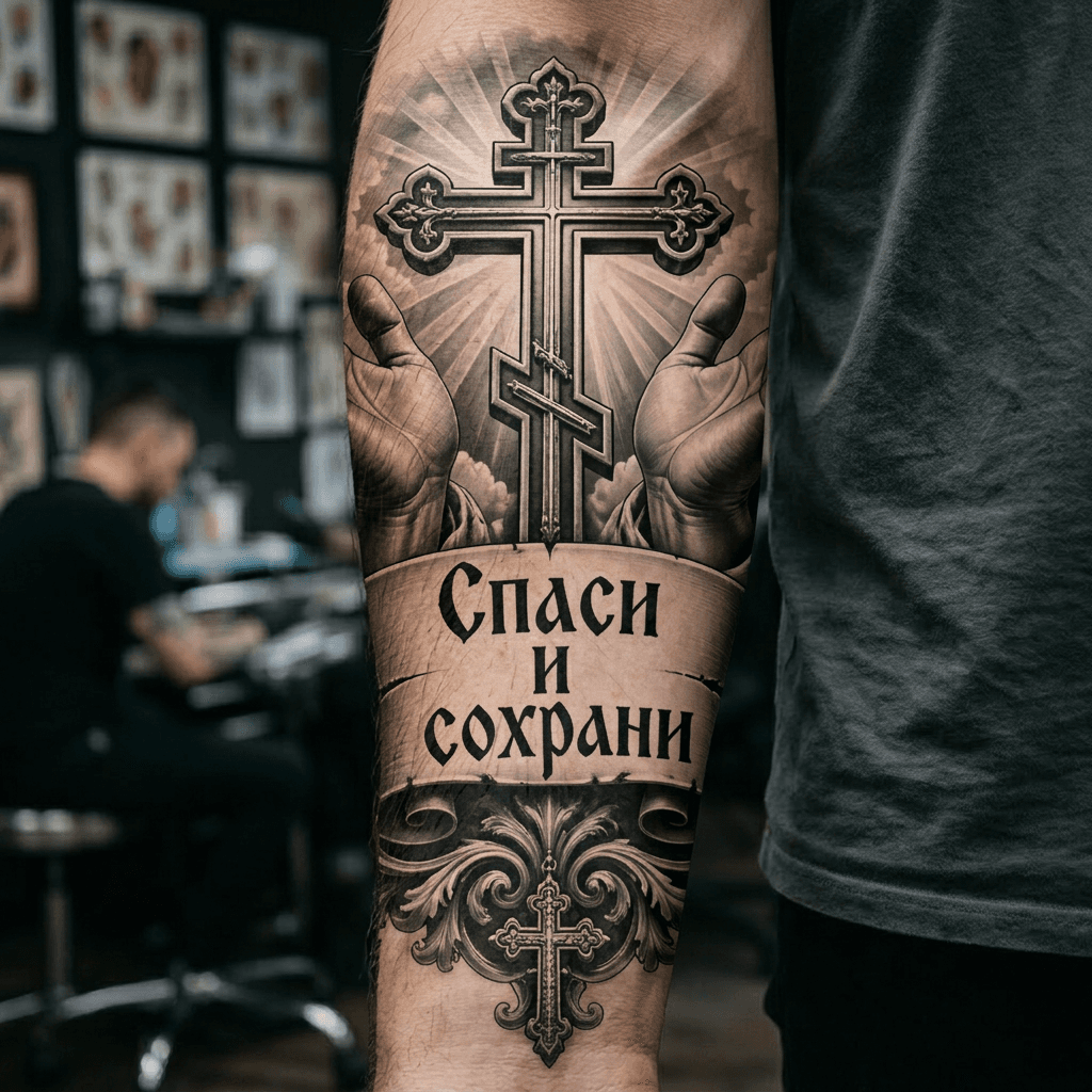 Тату эскиз: Tryon: forearm