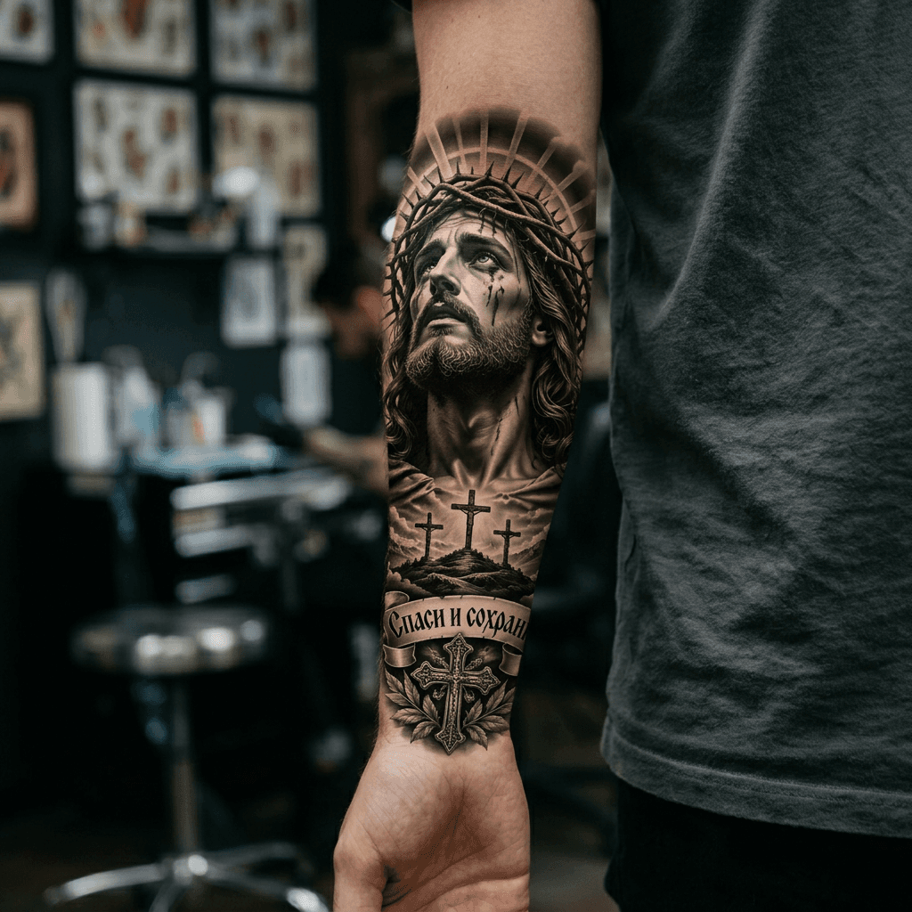 Тату эскиз: Tryon: forearm