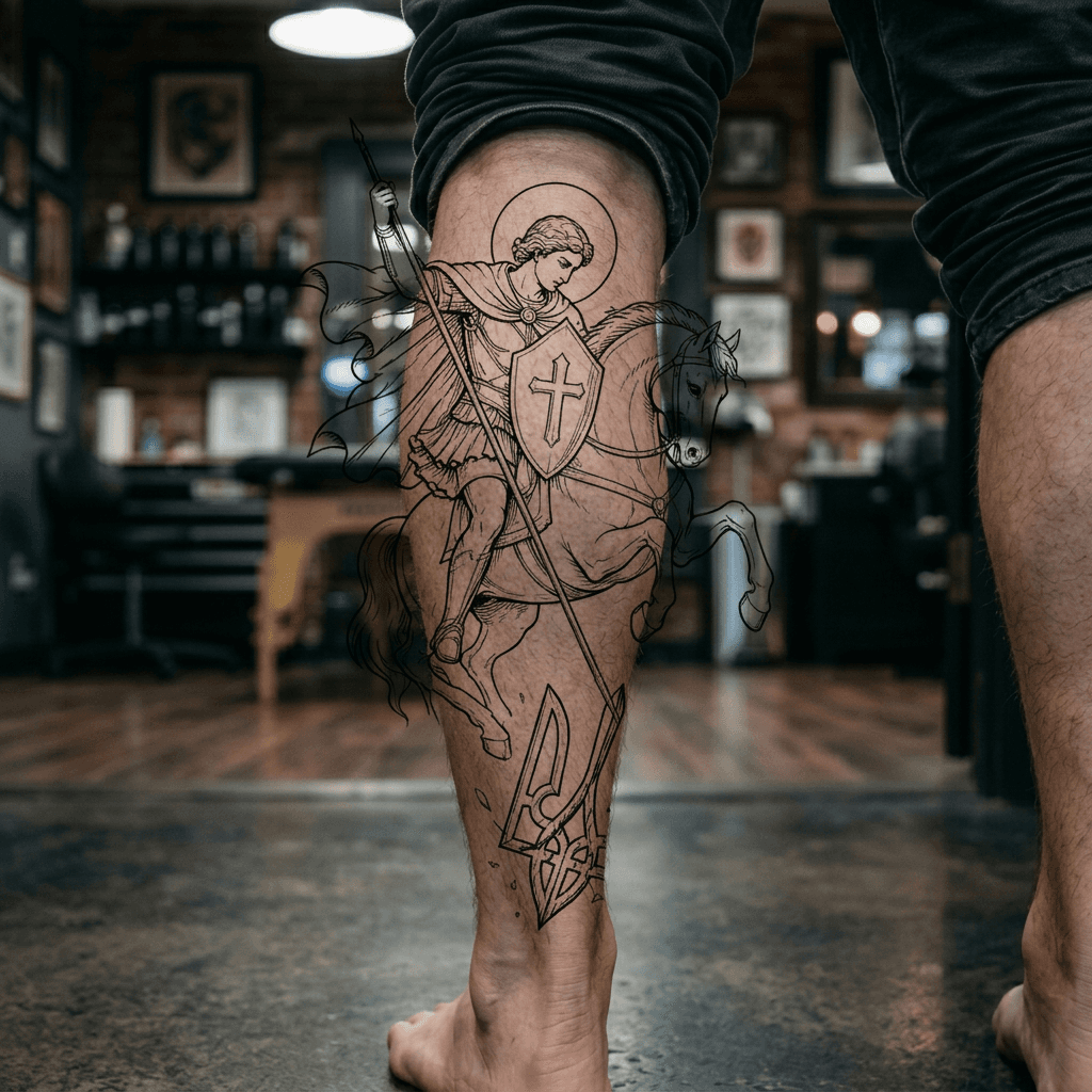 Тату эскиз: Tryon: shin