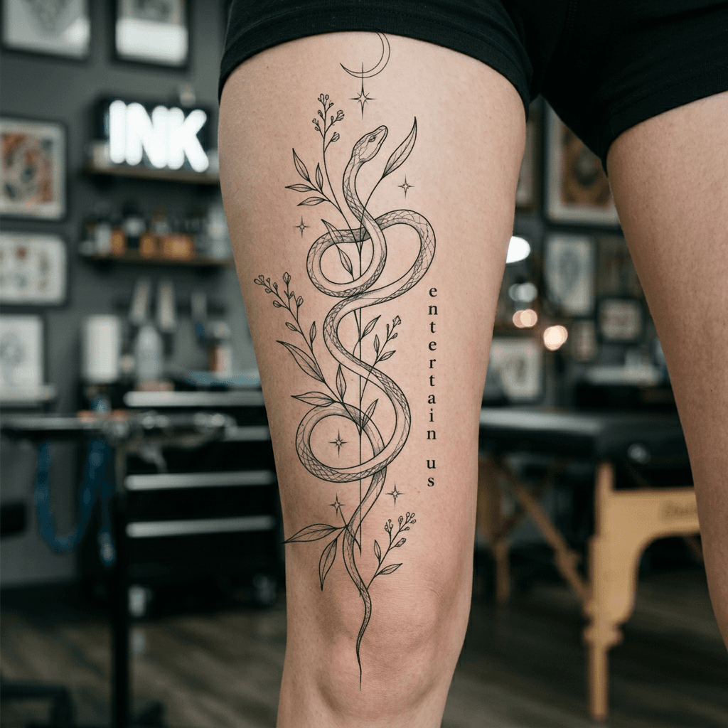 Тату эскиз: Tryon: thigh