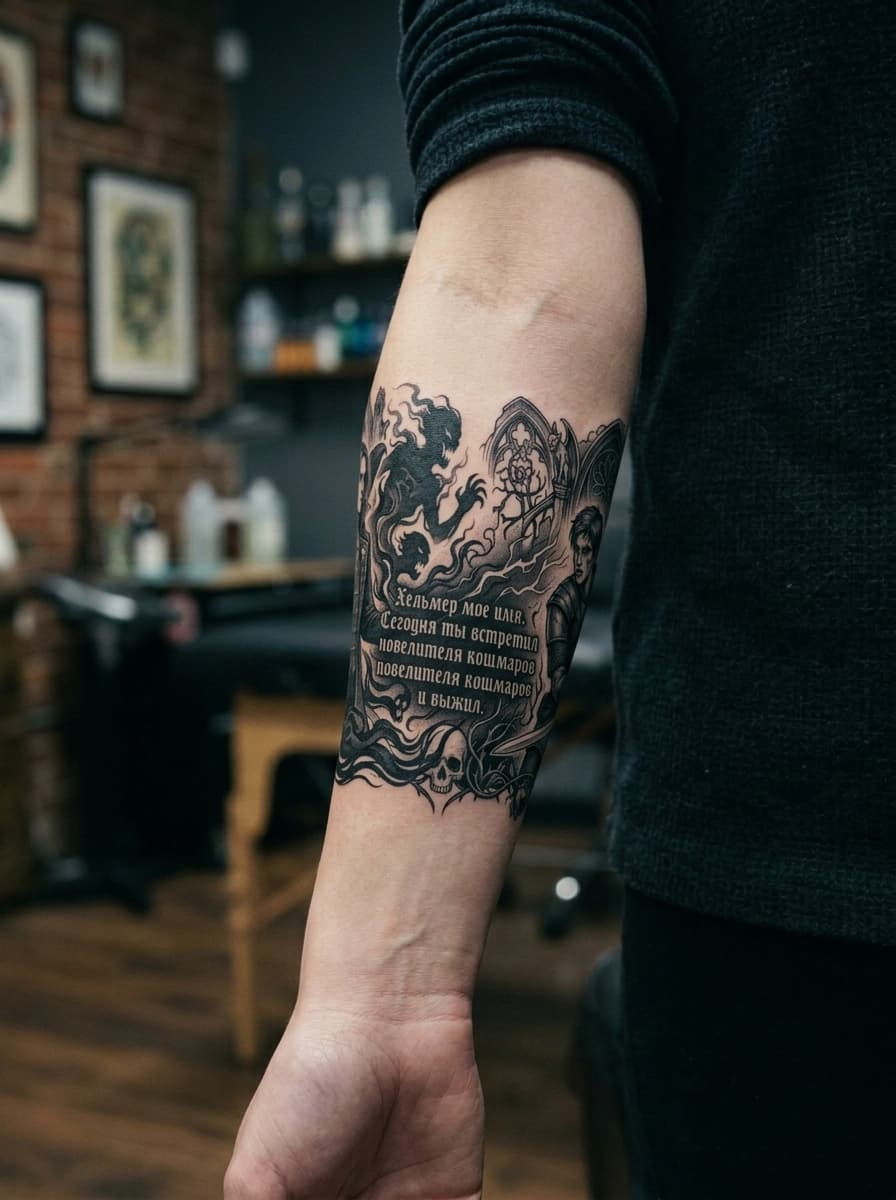 Тату эскиз: Tryon: forearm