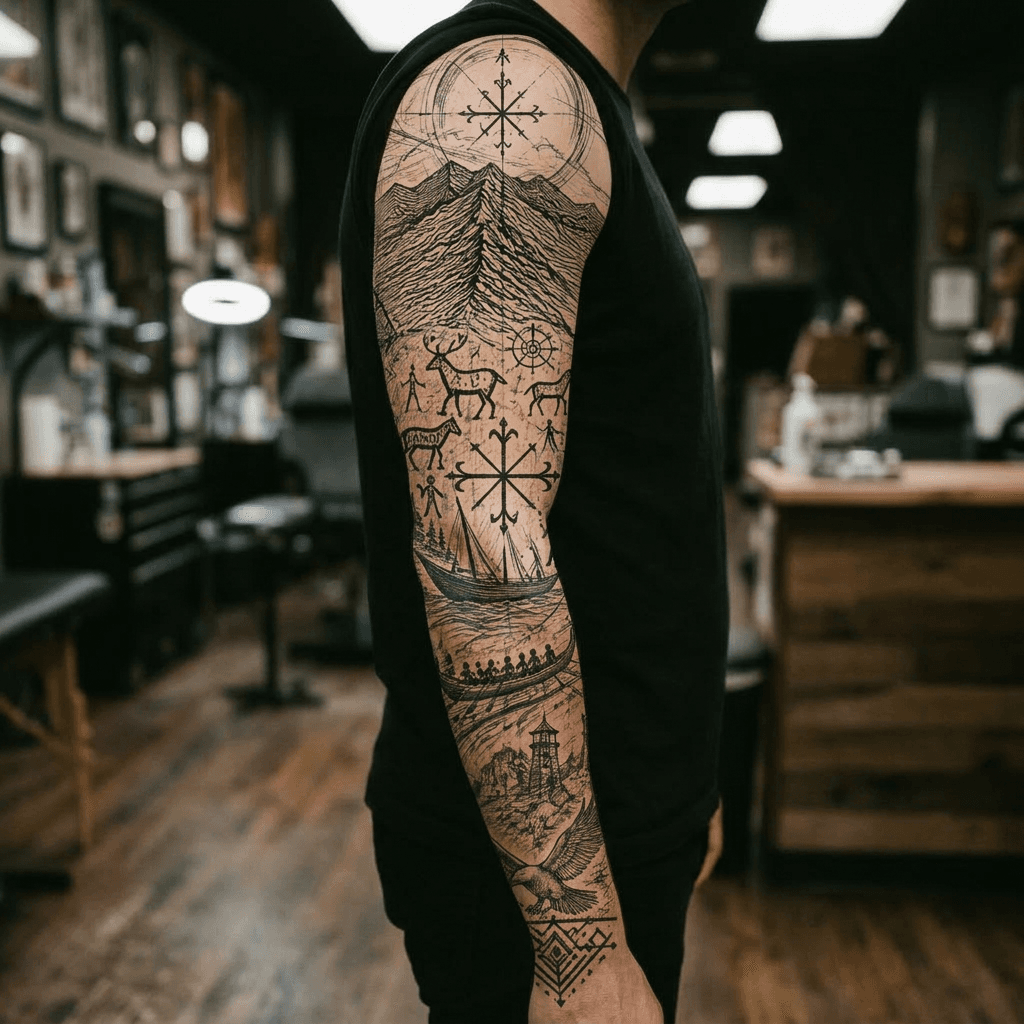Тату эскиз: Tryon: sleeve