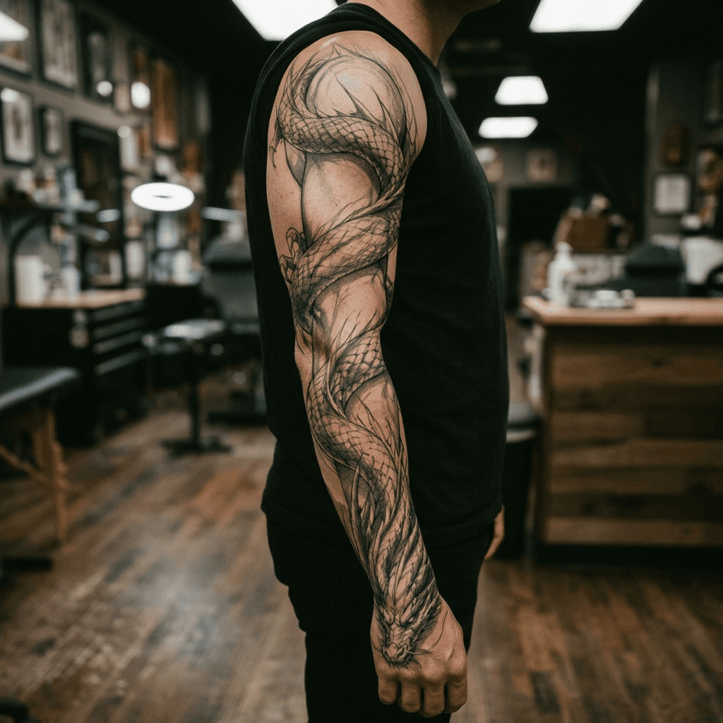 Тату эскиз: Tryon: sleeve