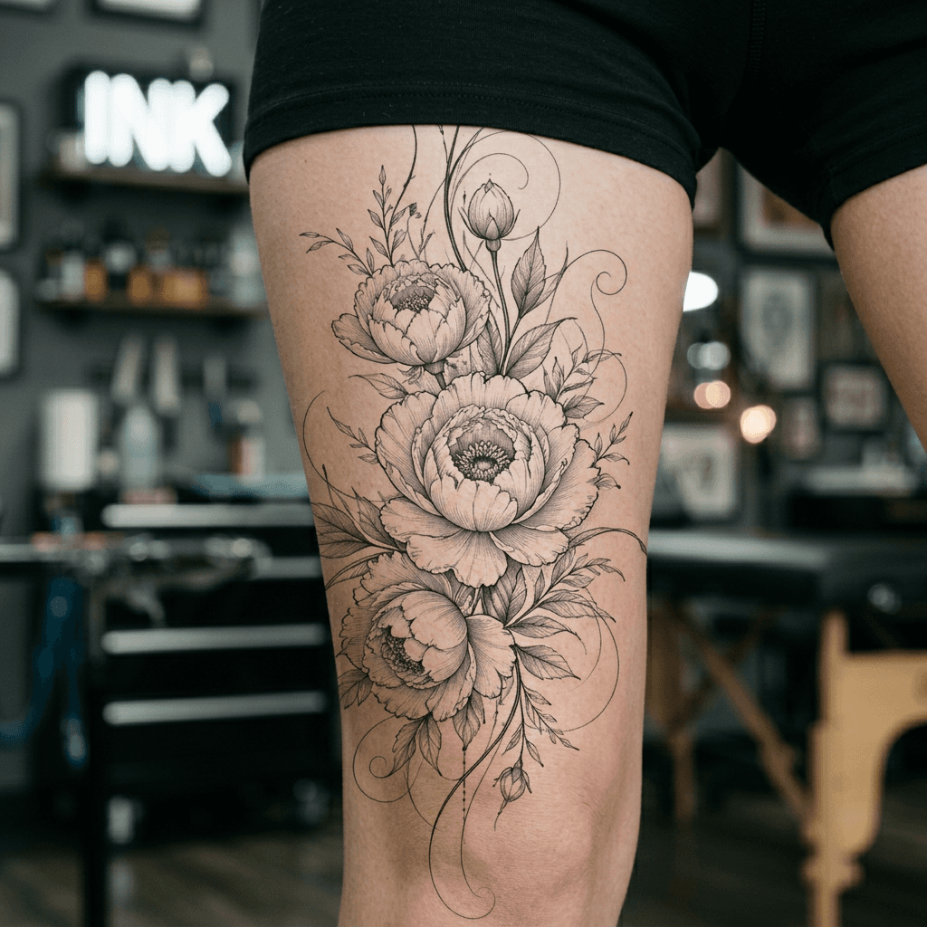 Тату эскиз: Tryon: thigh