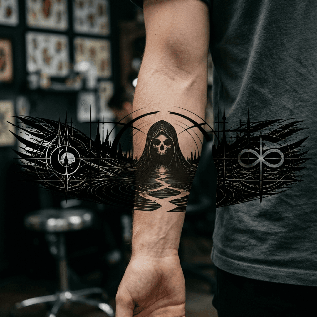 Тату эскиз: Tryon: forearm