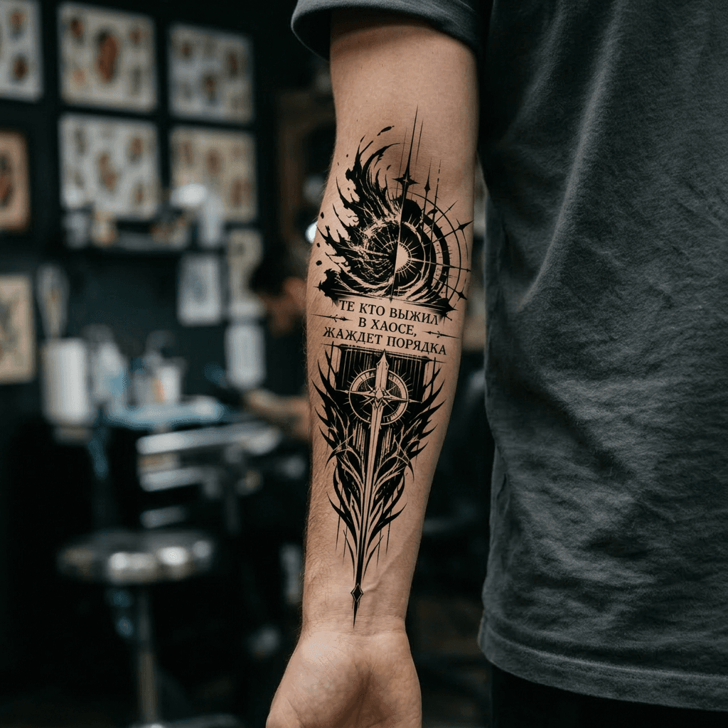 Тату эскиз: Tryon: forearm