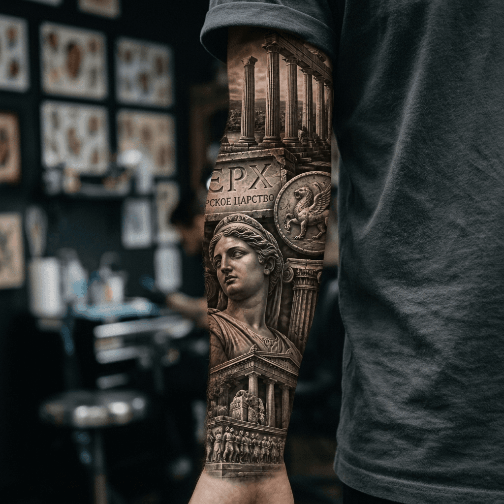Тату эскиз: Tryon: forearm