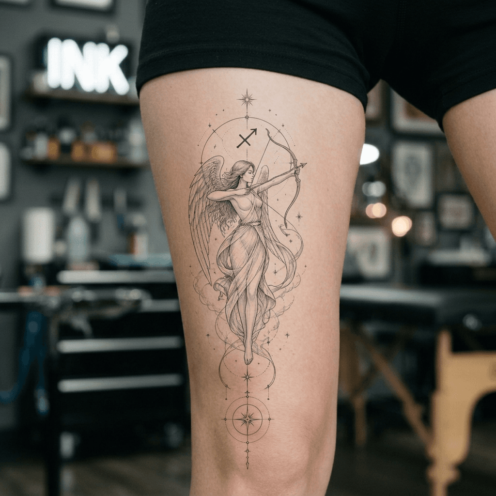 Тату эскиз: Tryon: thigh