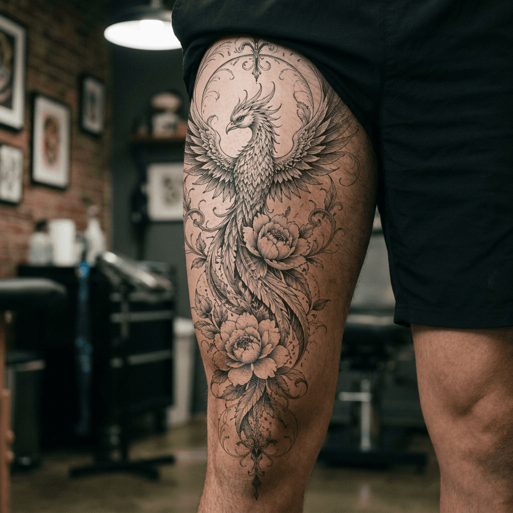 Тату эскиз: Tryon: thigh