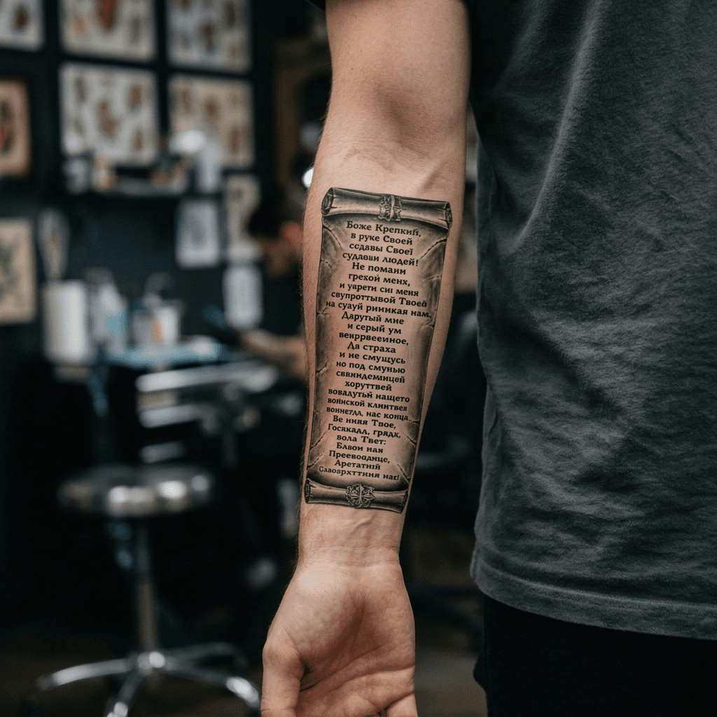 Тату эскиз: Tryon: forearm