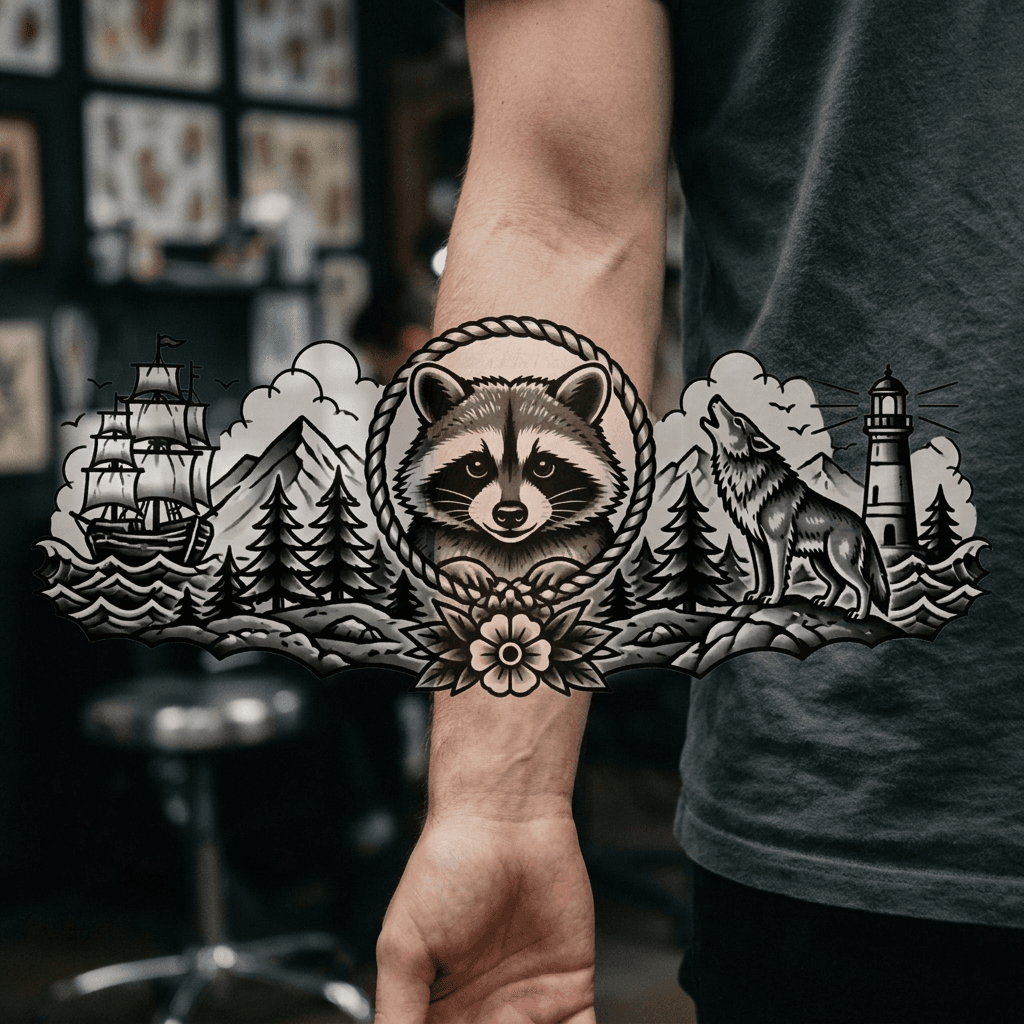 Тату эскиз: Tryon: forearm