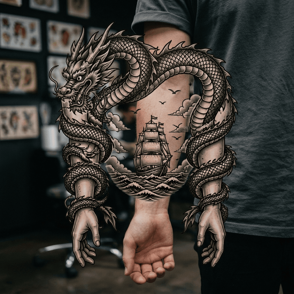 Тату эскиз: Tryon: forearm