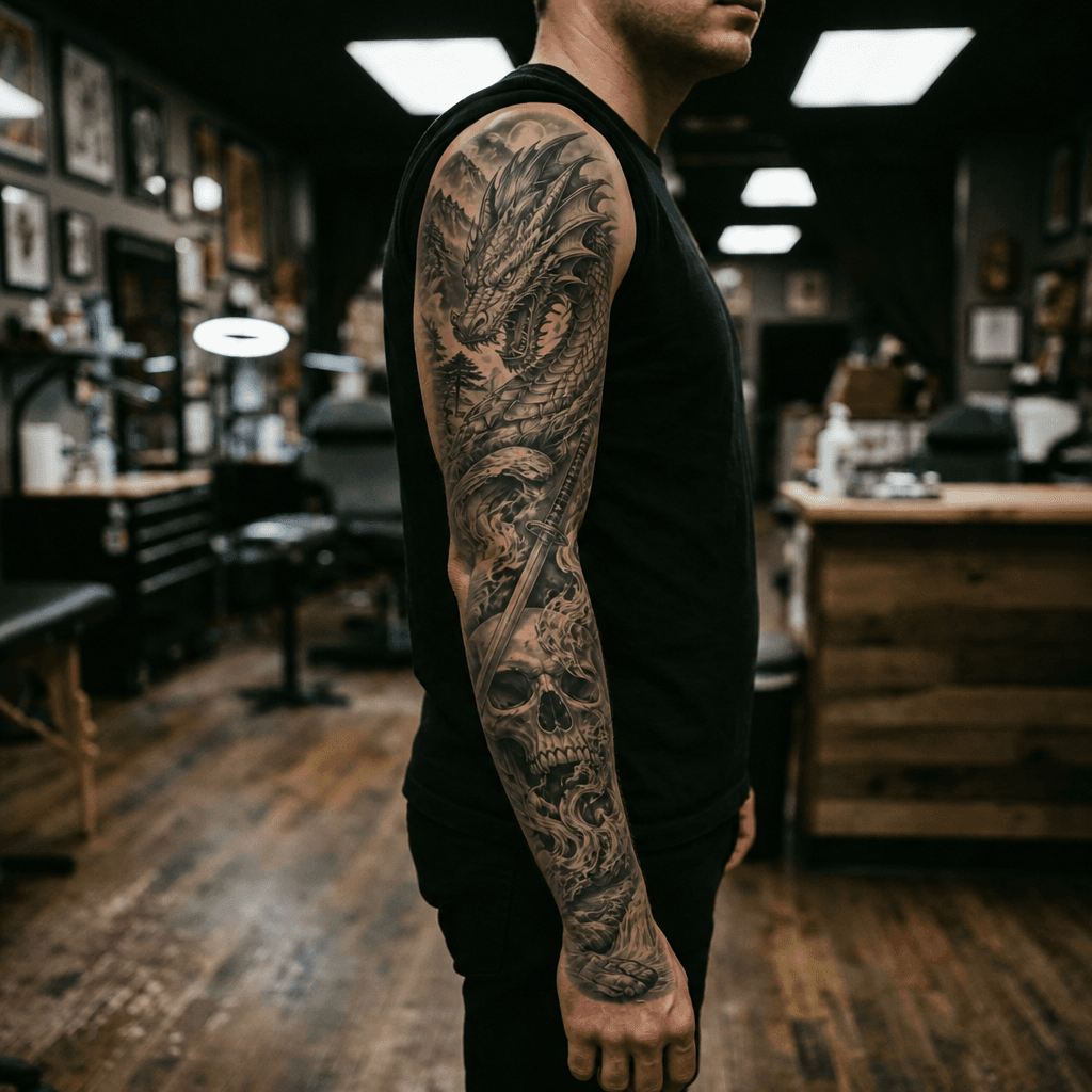 Тату эскиз: Tryon: sleeve