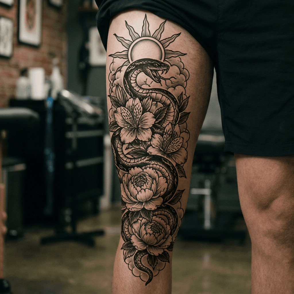 Тату эскиз: Tryon: thigh