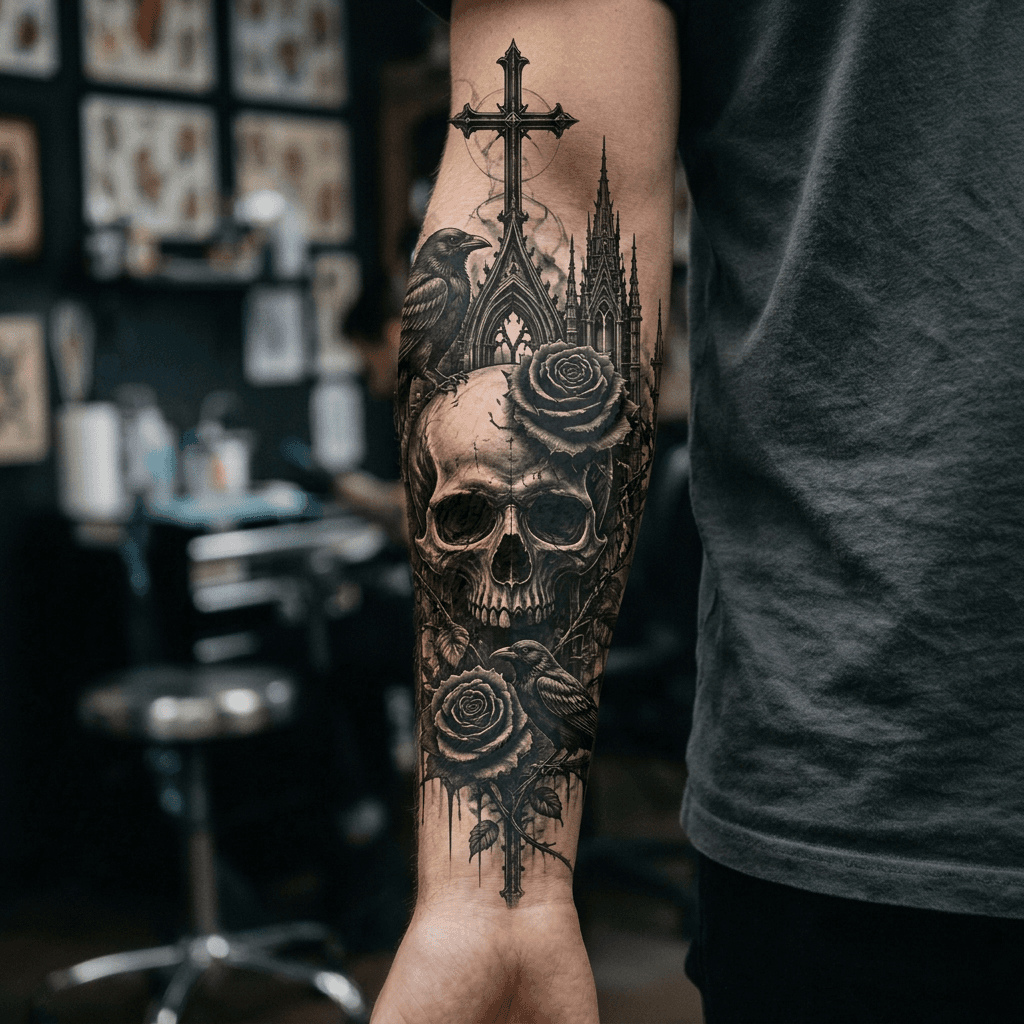 Тату эскиз: Tryon: forearm