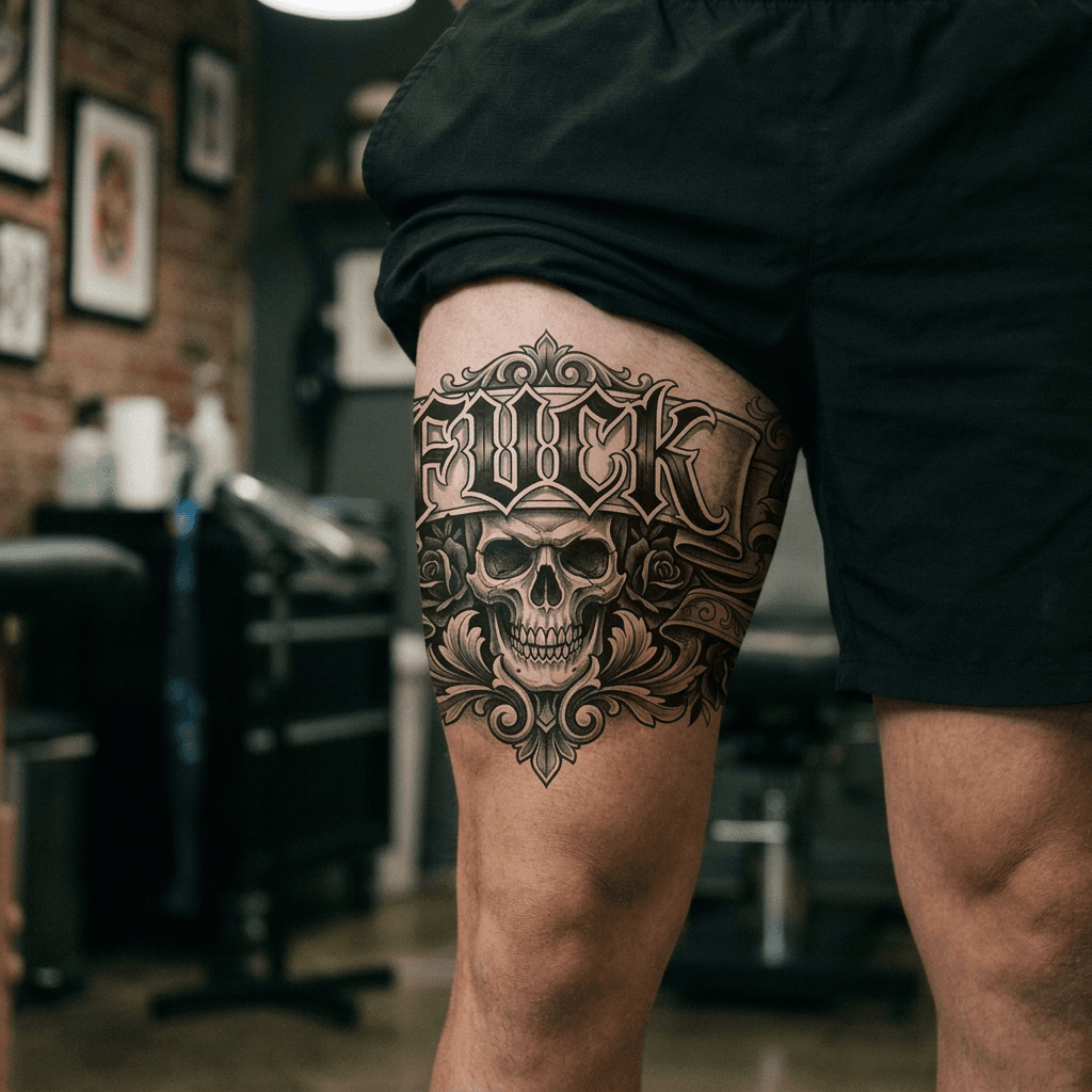 Тату эскиз: Tryon: thigh