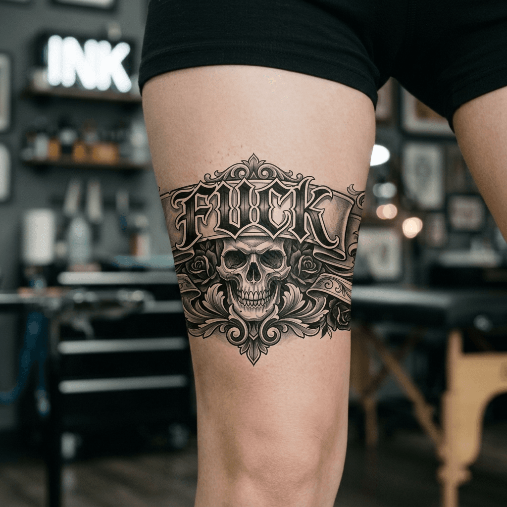 Тату эскиз: Tryon: thigh