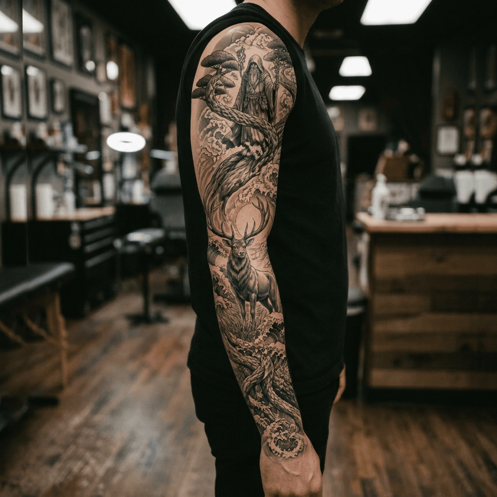 Тату эскиз: Tryon: sleeve