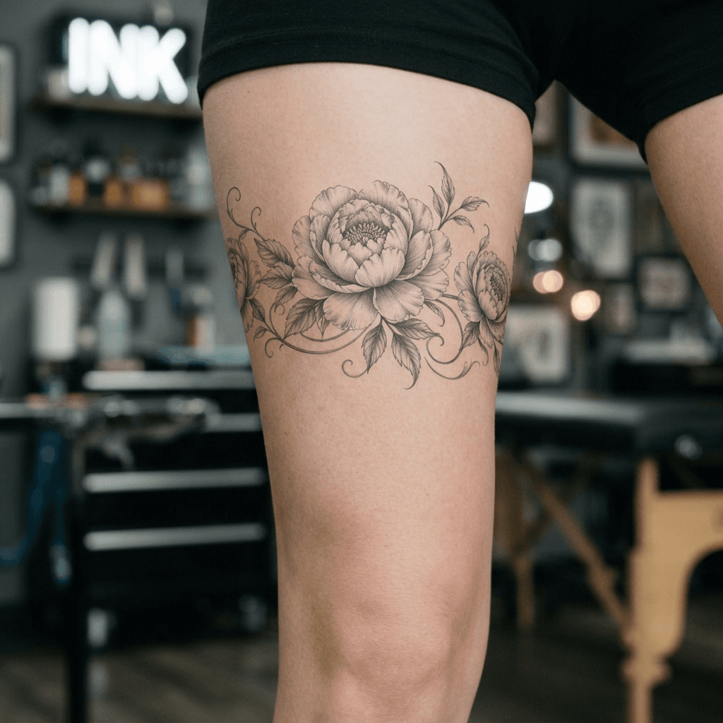 Тату эскиз: Tryon: thigh