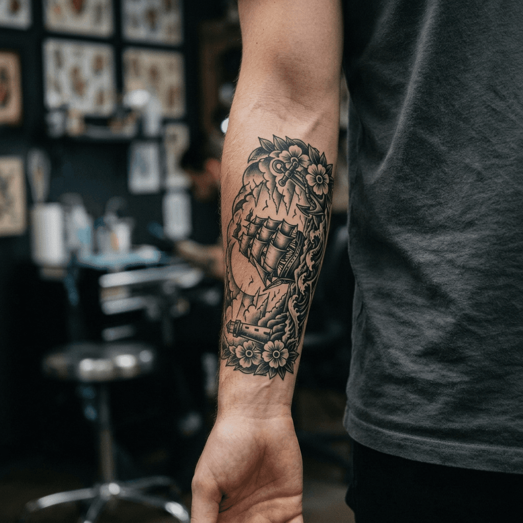 Тату эскиз: Tryon: forearm