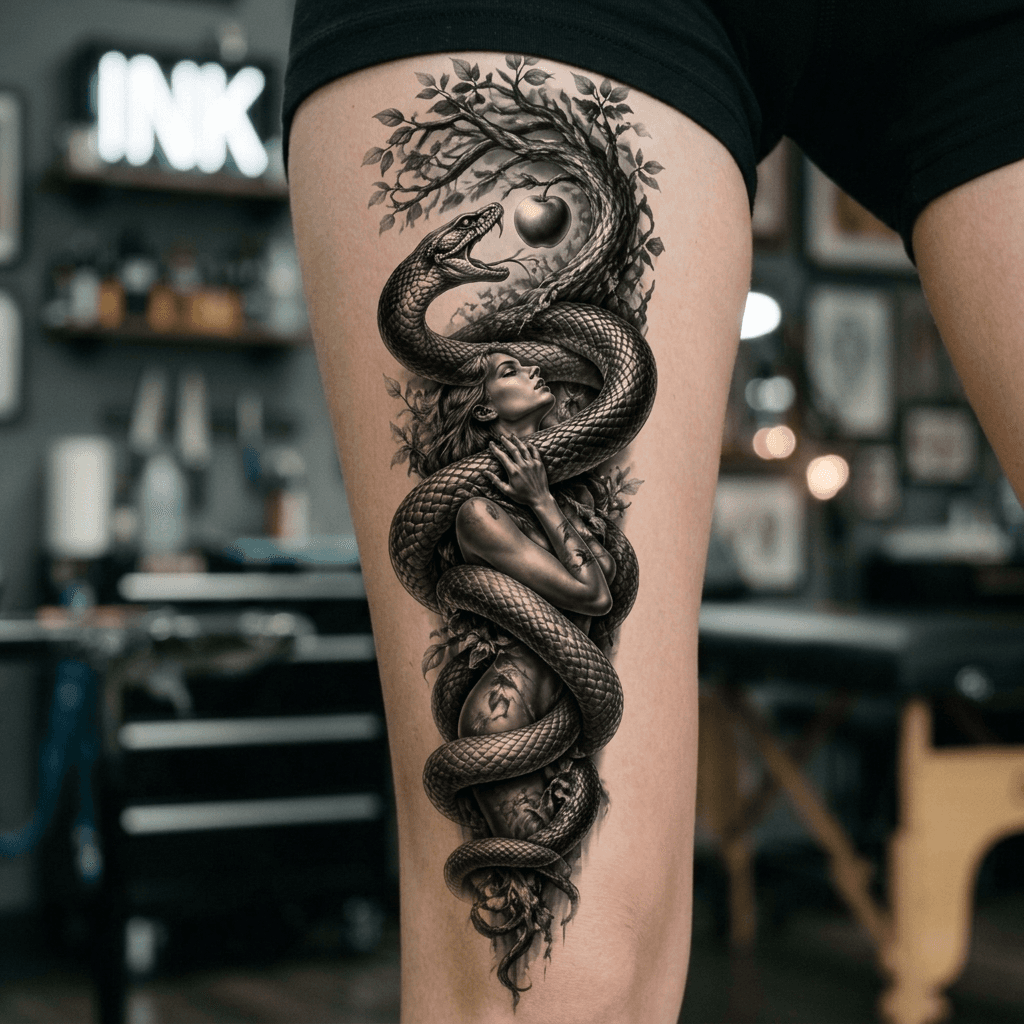 Тату эскиз: Tryon: thigh