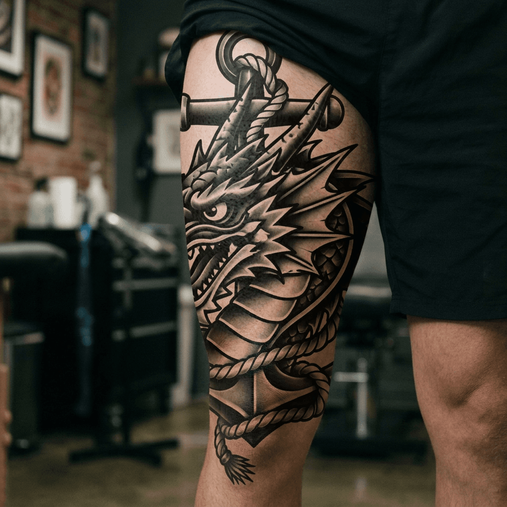 Тату эскиз: Tryon: thigh