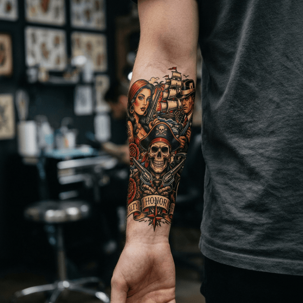 Тату эскиз: Tryon: forearm